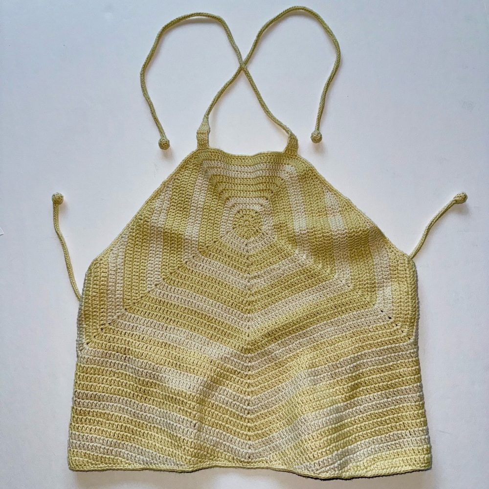Misha And Puff Yellow and white Halter Camisole size small Pima cotton